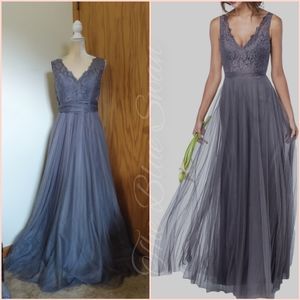 NWT Watters & Watters BHLDN Desiree Pewter Smoke Lace Gown 02600 Size 14